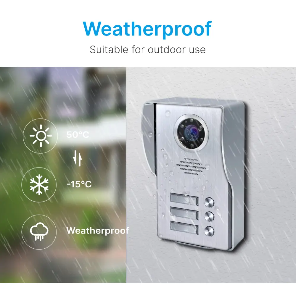 7英寸 TUYA WIFI 智能视频门铃 Doorphone#RL-B17W3-TY-，安装便捷，支持室内与室外设备互联。随时随地查看、聆听并与访客通话。1080P AHD 门铃。内置百万高清摄像头，配备夜视功能。_05