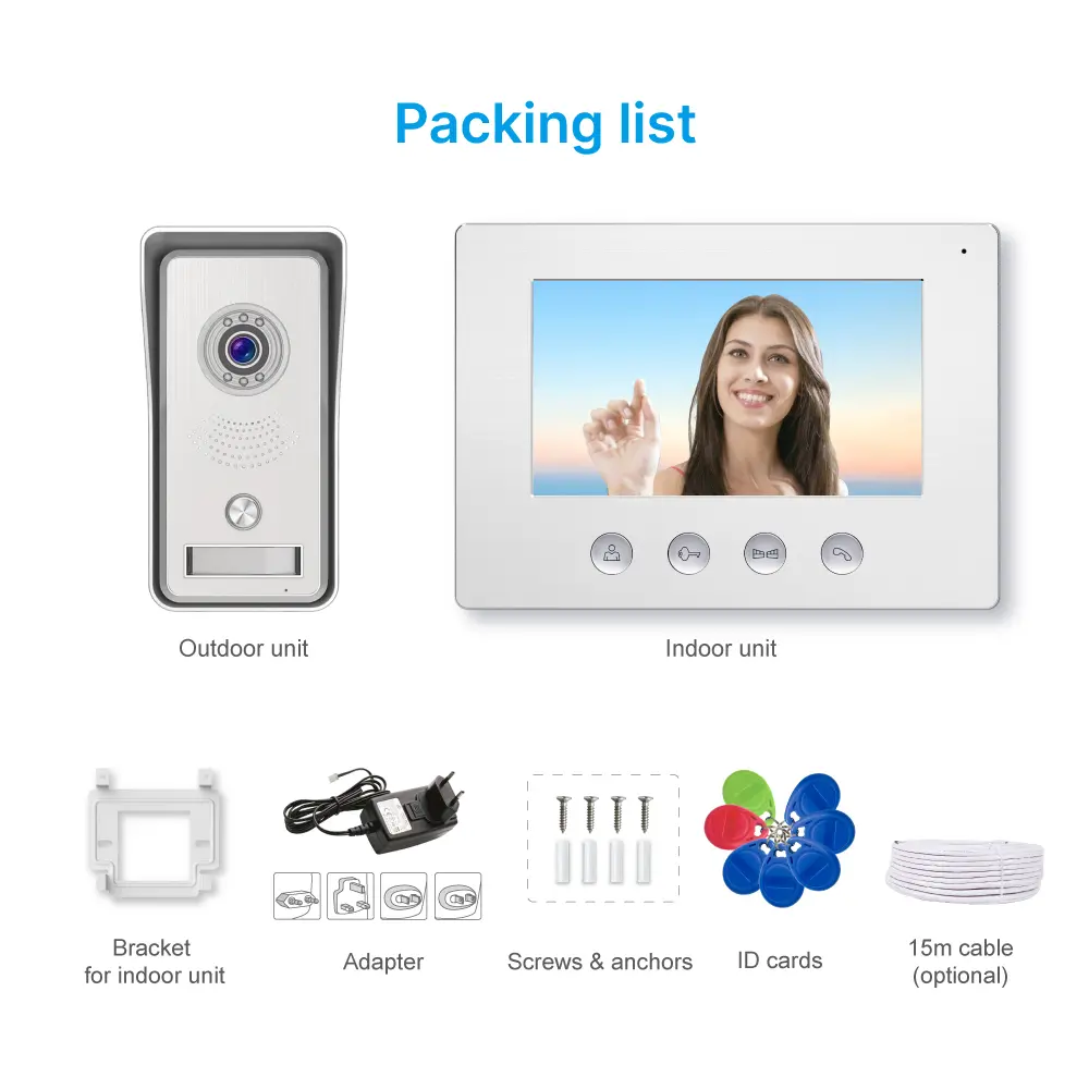 7英寸WIFI AHD视频门电话 # RL-A17IID-TY-使用Tuya智能应用程序-200万像素AHD摄像头。 -16个旋律供选择。-电动锁和门锁连接。 -身份证解锁。_ 13