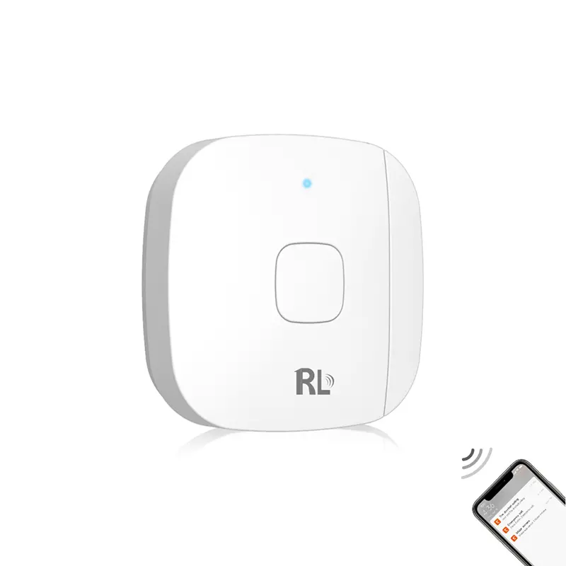 柔乐门磁传感器，适用于智能家居。型号 RL-WD01，涂鸦智能平台，支持2.4GHz WiFi，无需网关，可设置自动化场景并推送通知，适用于门窗安装。