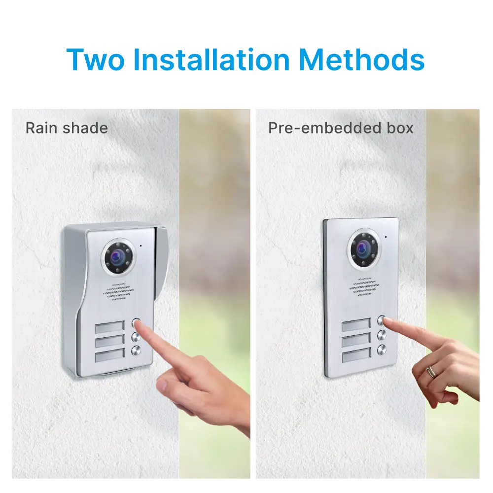 7英寸 TUYA WIFI 智能视频门铃 Doorphone#RL-B17W3-TY-，安装便捷，支持室内与室外设备互联。随时随地查看、聆听并与访客通话。1080P AHD 门铃。内置百万高清摄像头，配备夜视功能。_04