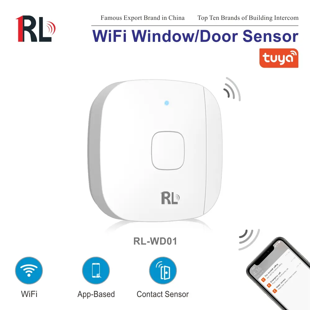 Магнитный датчик для умного дома, RL-WD01, Tuya smart, WiFi 2,4 ГГц, концентратор не требуется, автоматизация, push-уведомления, для дверей или окон 1