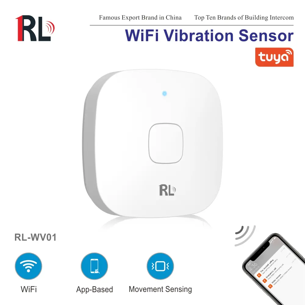 Vibrations sensor für Smart Home, RL-WV01, Tuya smart, 2,4 GHz WiFi, kein Hub benötigt, Automatisierung, Push-Benachricht igung 1