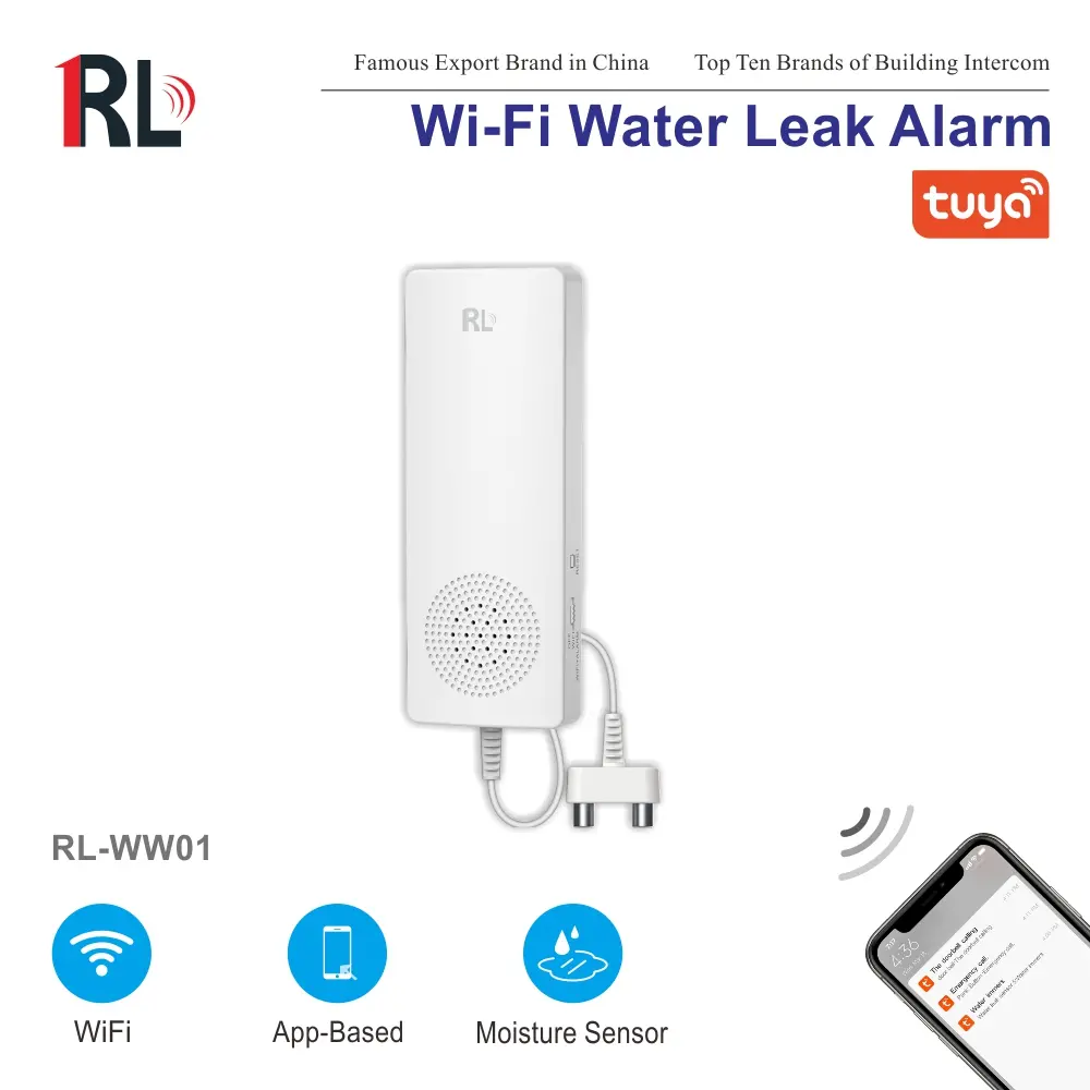 Wasser leck alarm für Smart Home, RL-WW01, Tuya smart, 2,4 GHz WiFi, 95dB, kein Hub erforderlich, Automatisierung, Push-Benachricht igung 1