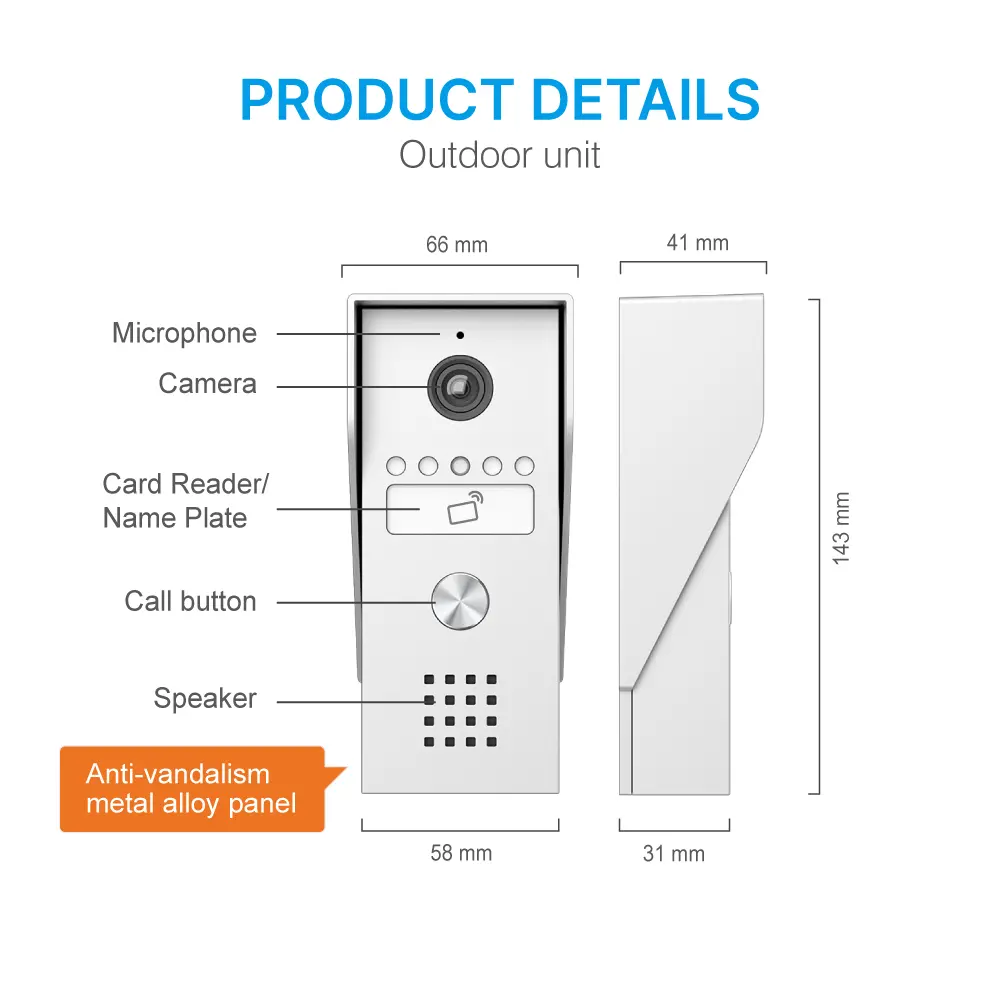  ●Model # RL-H07PAKID-2 ●Tuya remote control from smart phone. ●Easy 4 wires connection, DIY. ●7 inch TFT screen, 800*480 resolution. ●Touch button monitor, white and black colors for option. ●Receive video call and intercom via monitor. _09
