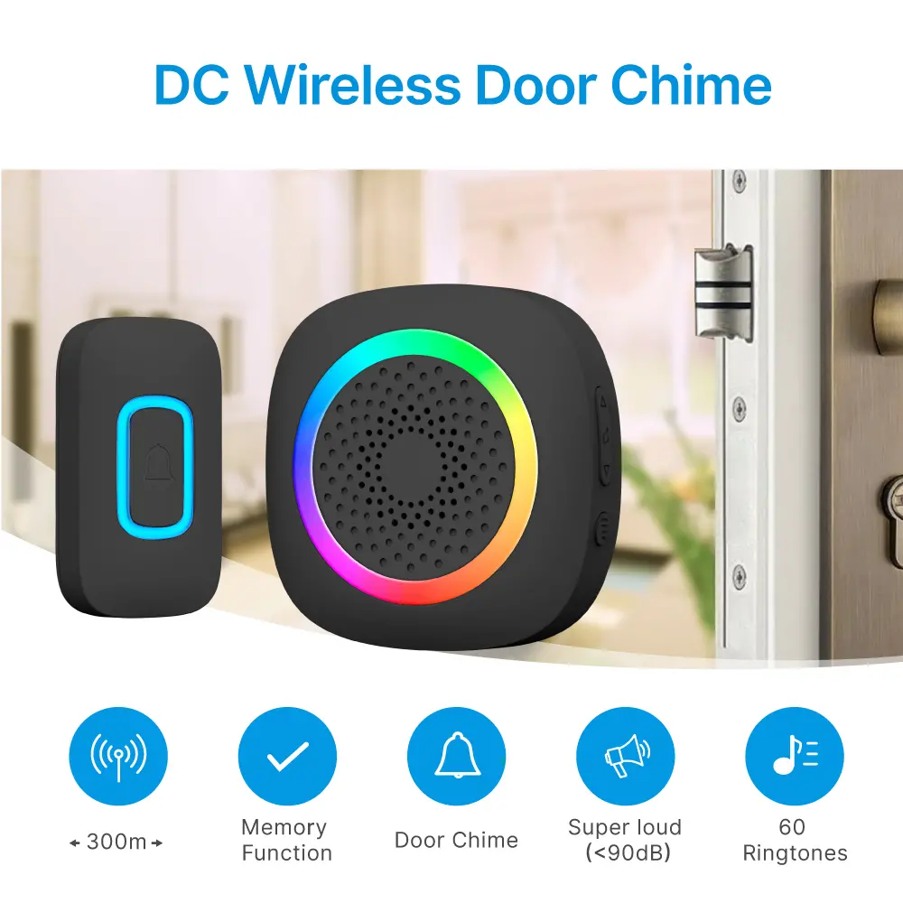 Wireless doorbell, door chime, RL-3995, battery powered, anti-interference, 60 tunes/melodies/ringtones, 433MHz, 150 meters_02